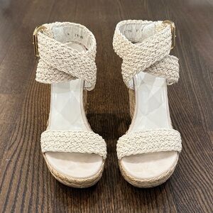 Stuart Weitzman Cream Woven Espadrilles